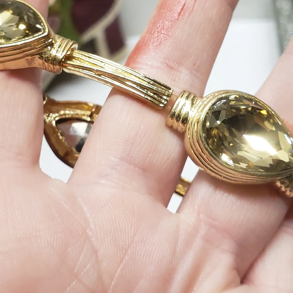 Stunning Gold Glass Crystal Statement Bracelet Stretch Bracelet